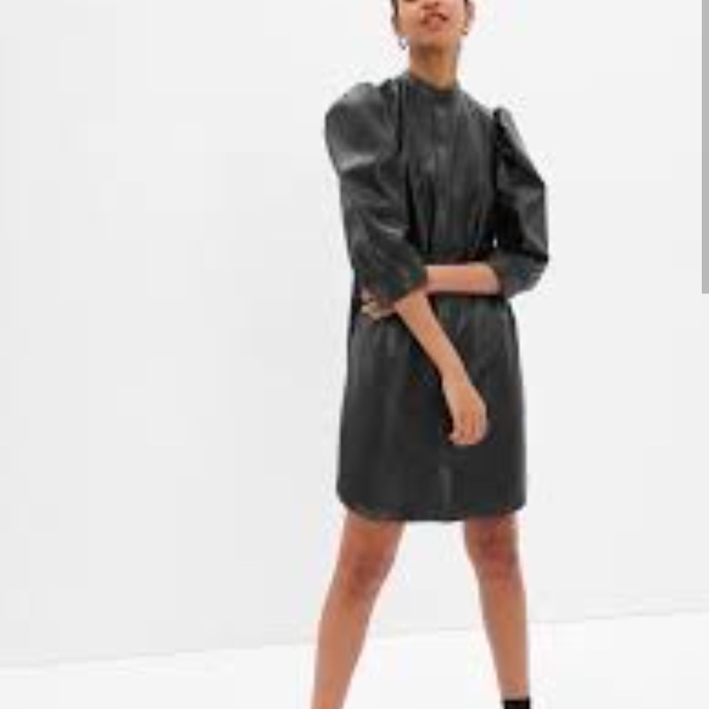 GAP Black Faux Leather Dress